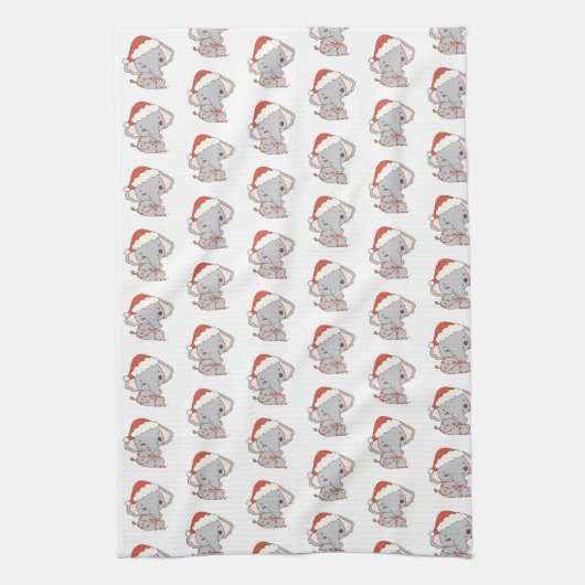 Serviettes de cuisine éléphant de Noël (Vertical)