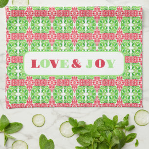 Serviettes de cuisine en mosaïque rouge et verte