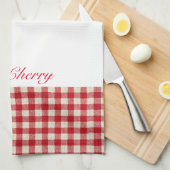 Serviettes de cuisine en plaid cerise (Quart Plié)