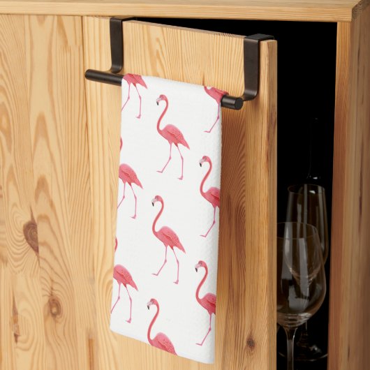 Serviettes de cuisine Flamant rose (Pliage en tiers)