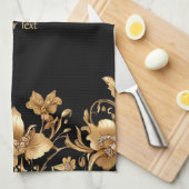 Serviettes de cuisine Floral Or (Quart Plié)