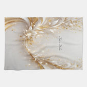 Serviettes de cuisine Floral Or Blanc (Horizontal)