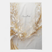 Serviettes de cuisine Floral Or Blanc (Vertical)