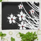 Serviettes de cuisine Floral Rouge Noir Blanc DÉCO (Plié)