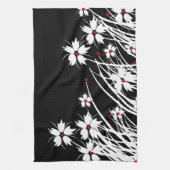 Serviettes de cuisine Floral Rouge Noir Blanc DÉCO (Vertical)