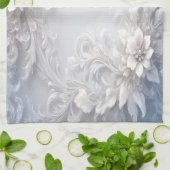 Serviettes De Cuisine Florale Blanche (Plié)