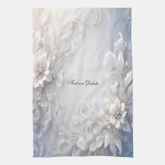 Serviettes De Cuisine Florale Blanche (Vertical)