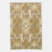 Serviettes De Cuisine Florale Ornées D'Or (Vertical)