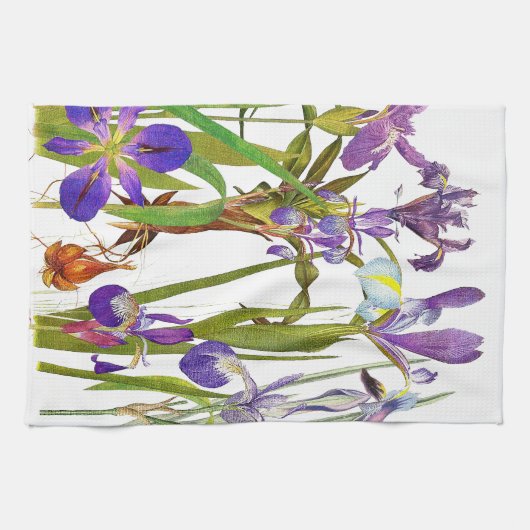 Serviettes de cuisine florales de fleurs d'iris (Horizontal)