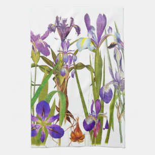 Serviettes de cuisine florales de fleurs d'iris