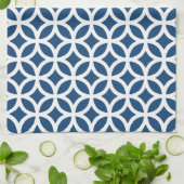 Serviettes de cuisine géométriques bleues du (Plié)