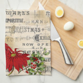 Serviettes de cuisine Holly pour Noël (Quart Plié)