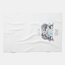 Serviettes De Cuisine Husky Lover