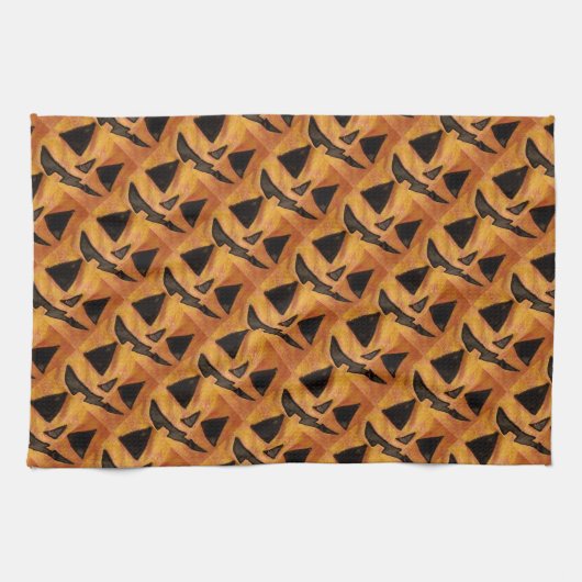 Serviettes de cuisine Jack-O-Lantern souriantes (Horizontal)