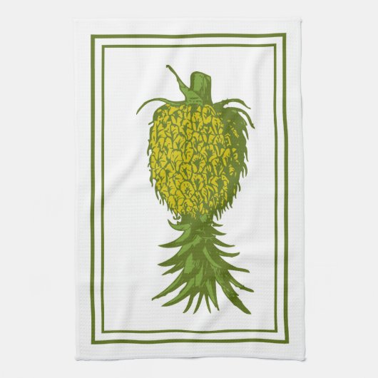Serviettes de cuisine jaune et vert ananas (Vertical)