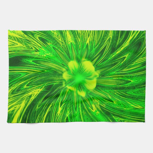 Serviettes de cuisine Lignes Abstraites Fleur vert (Horizontal)