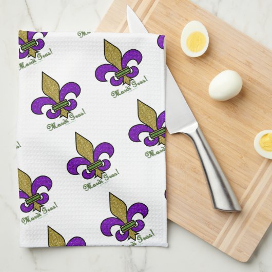Serviettes De Cuisine Mardi Gras Fleur De Lis Colo (Quart Plié)