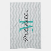Serviettes de cuisine monogramme gris chevron pers (Vertical)