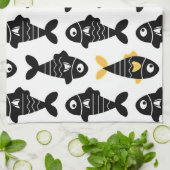 Serviettes de cuisine Motif Quirky Seamless Black (Plié)