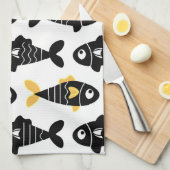 Serviettes de cuisine Motif Quirky Seamless Black (Quart Plié)