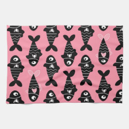 Serviettes de cuisine Motif Quirky Seamless Black