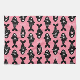 Serviettes de cuisine Motif Quirky Seamless Black