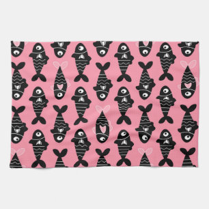 Serviettes de cuisine Motif Quirky Seamless Black 
