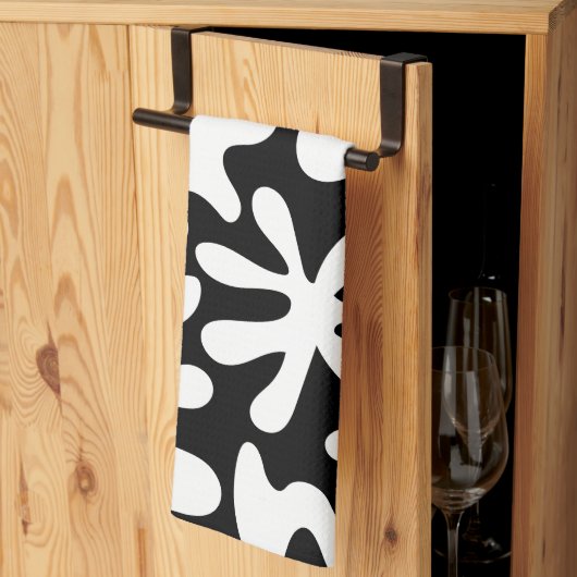 Serviettes de cuisine noir et blanc (Pliage en tiers)