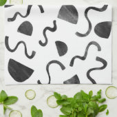 Serviettes de cuisine noir et blanc chic (Plié)