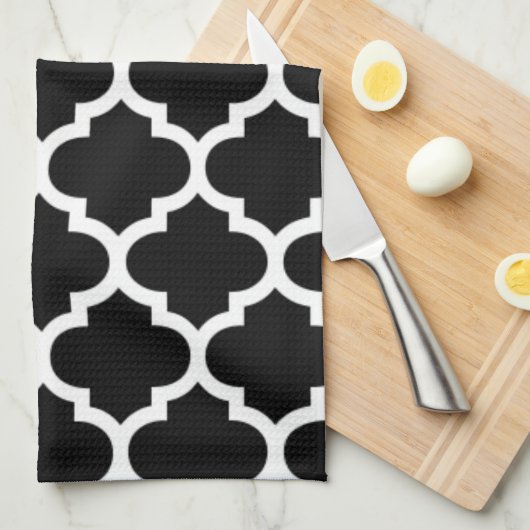 Serviettes de cuisine noires et blanches de (Quart Plié)