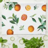 Serviettes de cuisine Orange Citron et Feuilles (Plié)