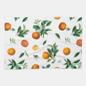 Serviettes de cuisine orange et feuilles d'agrumes (Horizontal)