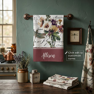 Serviettes de cuisine personnalisées Libellule et