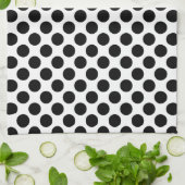 Serviettes de cuisine Pois noires et blanches (Plié)