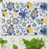 Serviettes de cuisine Poisson et Citron de Méditer (Plié)