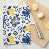Serviettes de cuisine Poisson et Citron de Méditer (Quart Plié)