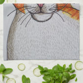 Serviettes de cuisine pour chat orange et blanc (Plié)