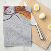 Serviettes de cuisine pour chat orange et blanc (Quart Plié)
