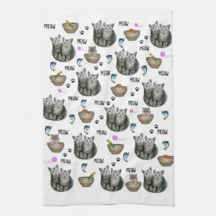 Serviettes de cuisine pour chats Meow