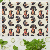 Serviettes de cuisine pour chien saucisse errant (Plié)