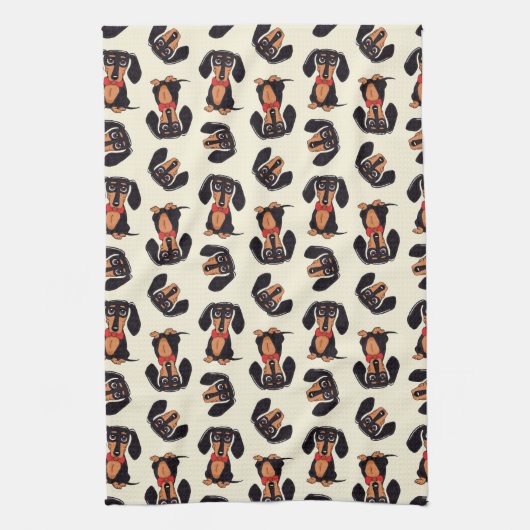 Serviettes de cuisine pour chien saucisse errant (Vertical)