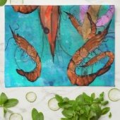 Serviettes de cuisine pour fête aux crevettes (Plié)