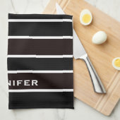 Serviettes de cuisine rayées noir et blanc (Quart Plié)