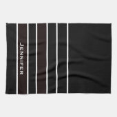 Serviettes de cuisine rayées noir et blanc (Horizontal)
