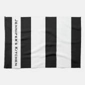 Serviettes de cuisine rayées noir et blanc (Horizontal)