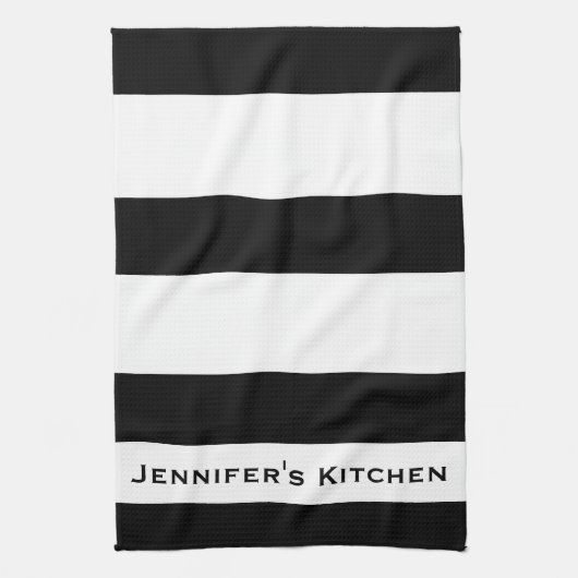 Serviettes de cuisine rayées noir et blanc (Vertical)
