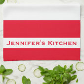 Serviettes de cuisine rayées rouge et blanc (Plié)