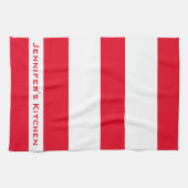 Serviettes de cuisine rayées rouge et blanc (Horizontal)
