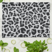 Serviettes de cuisine rétro imprimées léopard gris (Plié)