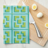 Serviettes de cuisine Retro Turquoise et Green Tre (Quart Plié)